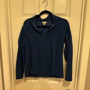 L.L. Bean Women's Blue Quarter-Zip Fleece Sweater